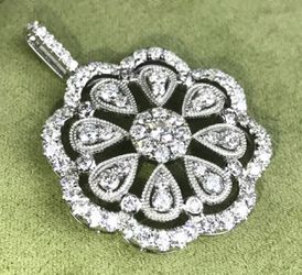 Big Flower AAAAA CZ 925 Sterling Silver Pendant with Chain
