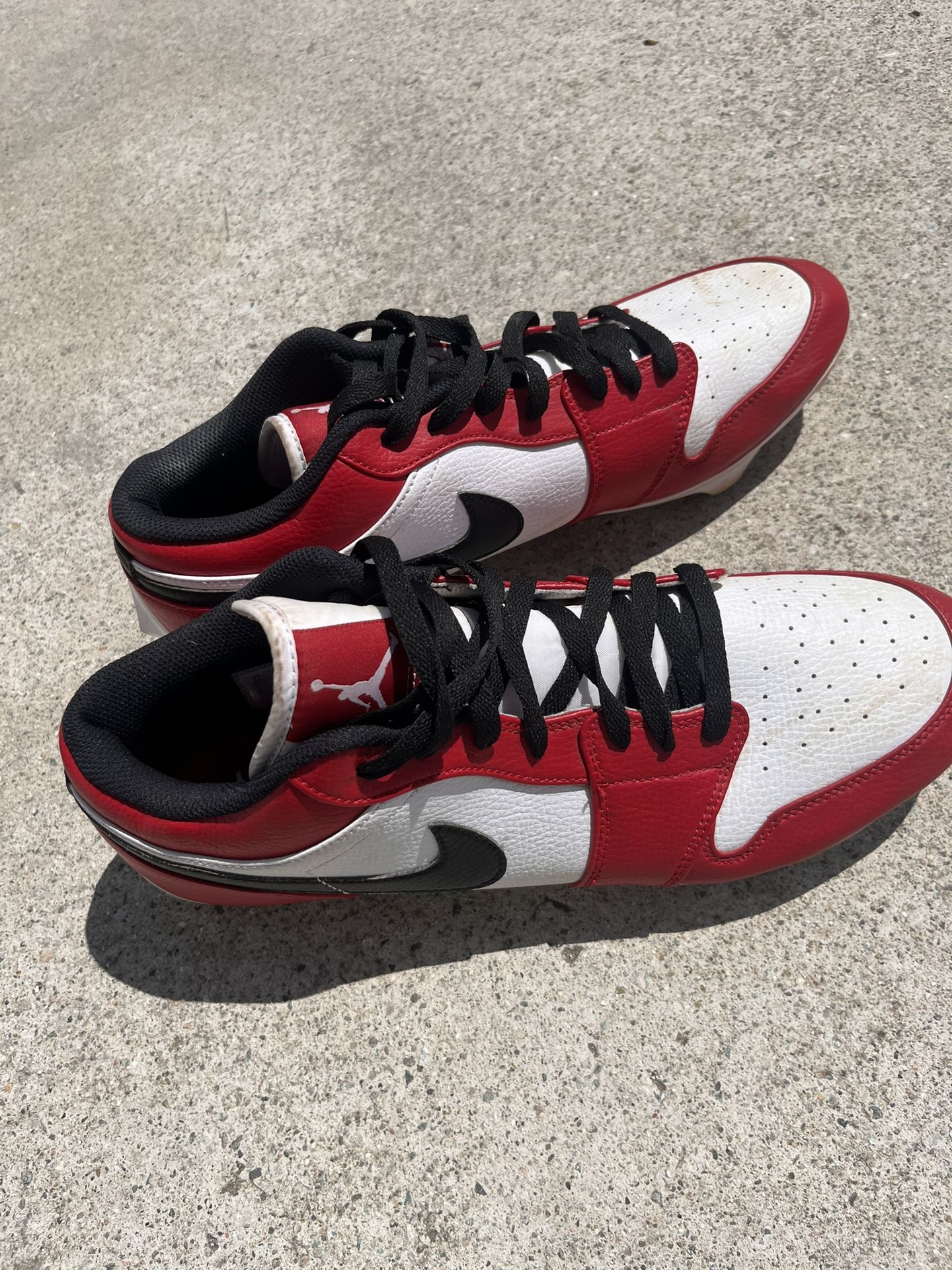 Jordan 1 Cleats Red And White/black Size 13