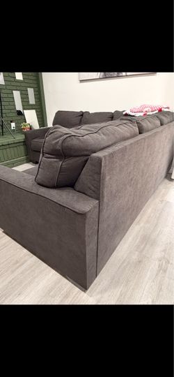 Large Gray Fabric Sectional Sofa