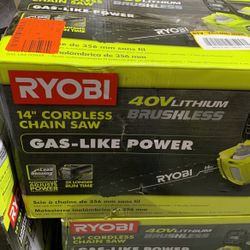 Ryobi 40v Lithium Brushless 14” Cordless Chain Saw Gas-like Power 