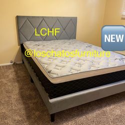 Full size bed frame and mattress