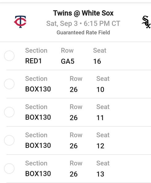 Twins vs Sox Tickets ...GREAT DEAL