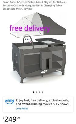 NEW ON BOX 🎁 pamo babe pack and play diaper changing table foldable portable travel crib bassinet cuna portatil