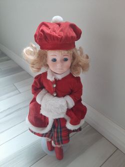 Vintage Holiday Porcelain Doll