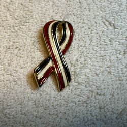 American Patriotic Metal Enamel Ribbon Brooch