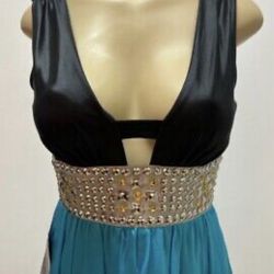 Bebe Elegant, black and blue studded dress