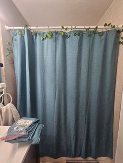Turquoise/Teal Blue shower curtain set ready to hang