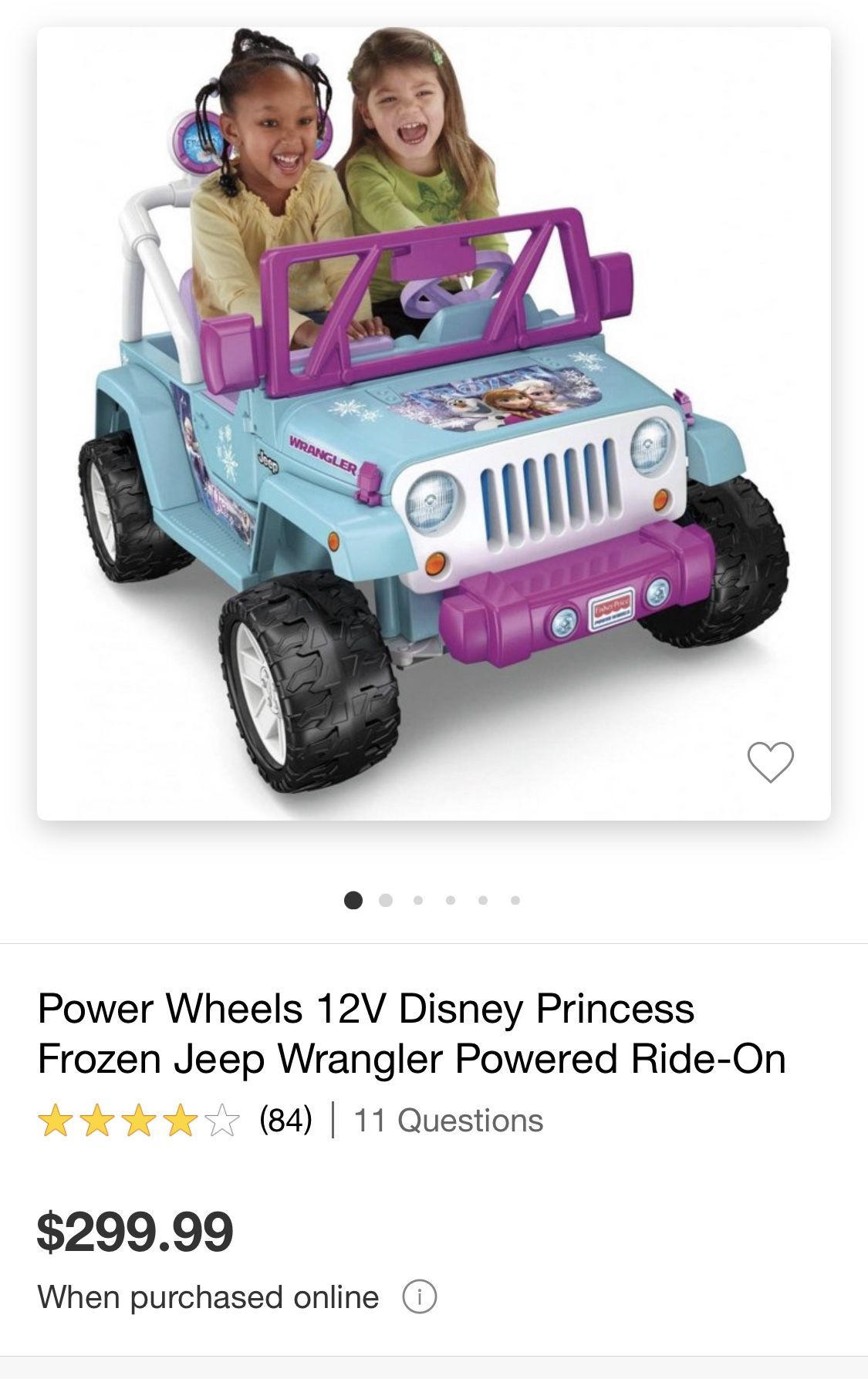  Power Wheels Disney Frozen Jeep Wrangler Ride-On