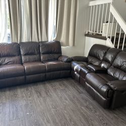Leather reclining Loveseat & Couch