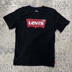 LEVIS Black T-Shirt w/ Red Batwing Classic Logo Kids Size 14/16