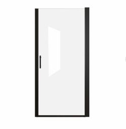36 in x 72 in H Semi-Frameless Pivot Shower Door Matte Black 1/4 in(6mm) Tempered Glass Explosion Proof Film