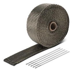2" x 30' Exhaust Header Wrap Heat Wrap for exhaust pipes, Exhaust Tape Pipe Heat Tape for Motorcycle Fiberglass Heat Shield Tape with 5pcs Stainless T