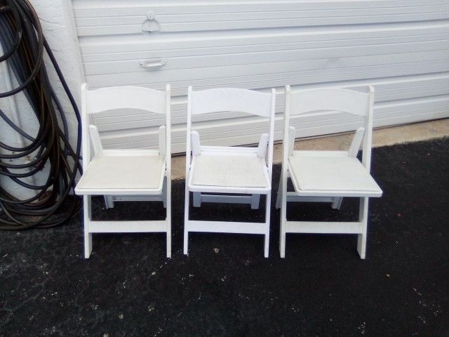 3 PVC Folding Chairs $ $10 Each Or Go Buy New Ones For $30 Each