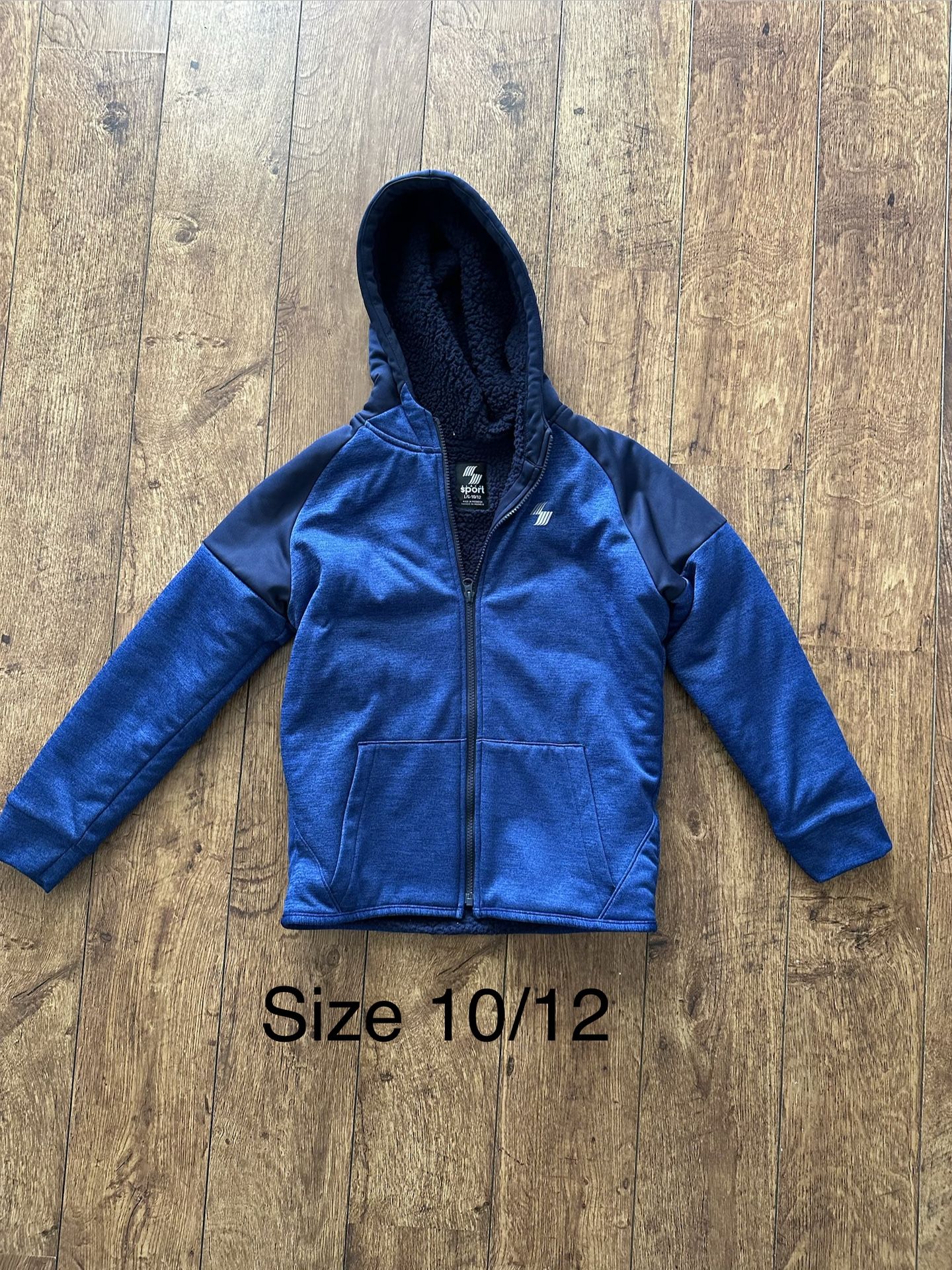 Boys Size 10/12 Sherpa Lined Zip Up Jacket