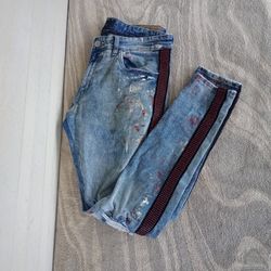 Jordan Craig Jeans Mens 34X32 Blue Legacy Edition Ross Skinny Leg Paint Distress