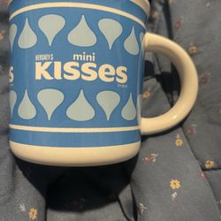 Hersheys Blue And White Coffee Mug 3 3/4” High