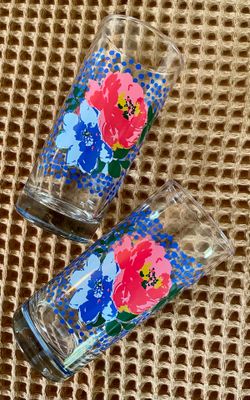 Two Vintage 16-oz Pioneer Woman Melody Cooler Tumbler Glasses