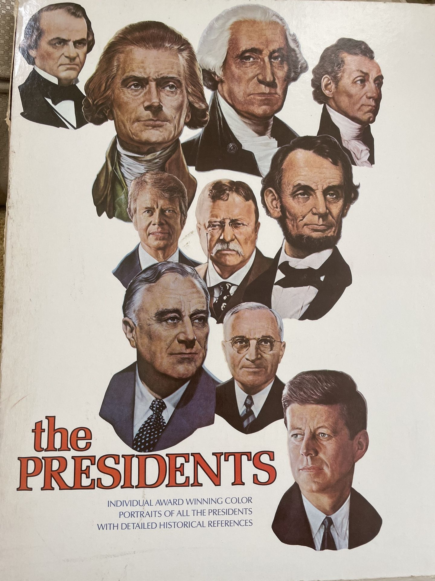 A Book Of Portraits Of Each President Through Kennedy With Information On Back About Them