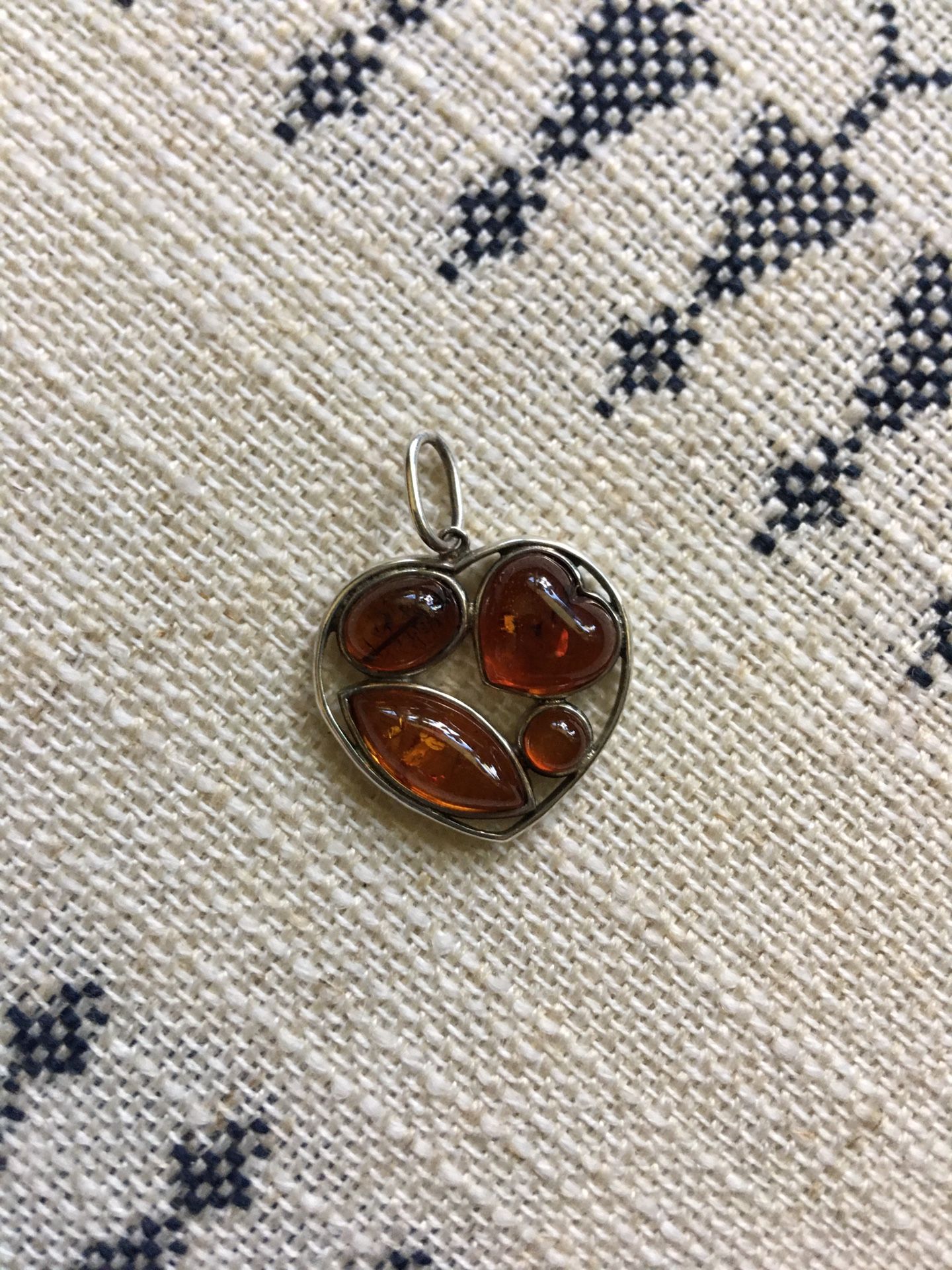 Pretty Little Heart, Sterling Silver & Amber Pendant