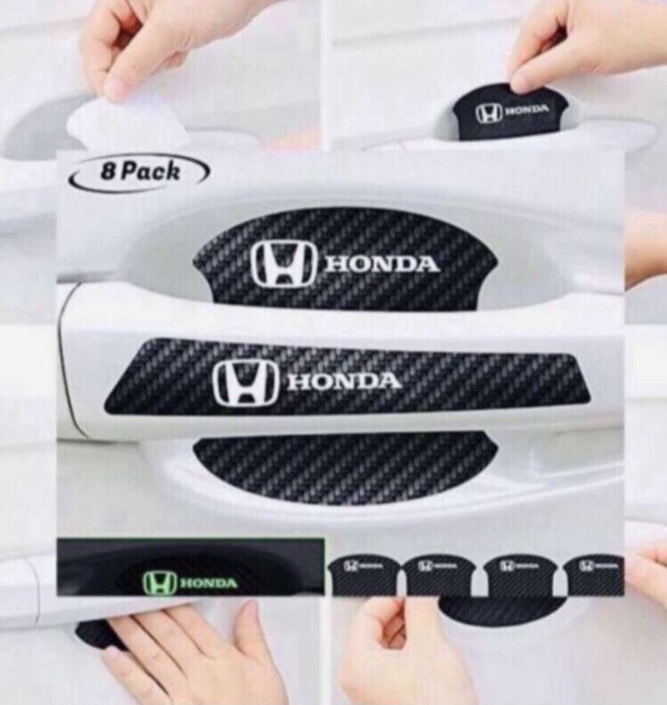 🚚 HONDA 8PCS Carbon Fiber Car Door Handle Scratches Protector Films 