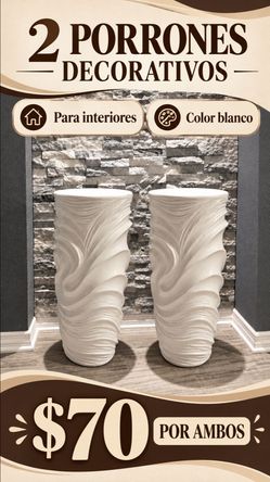 Set of 2 White Decorative Floor Vases