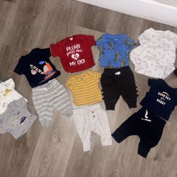 Newborn Baby Boy Clothes Lot – 15 Pieces (Carter’s + Basics)