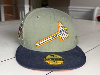 Atlanta Braves New Era 59FIFTY 150th Anniversary Olive Navy Fitted Hat 7 3/8