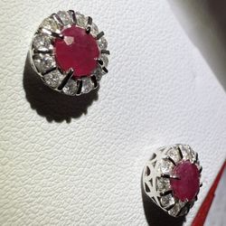 Earrings Ruby 14 K WG 