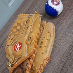 Adult Rawlings Baseball Glove and Ball