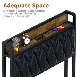 GAZHOME Upholstered Storage Headboard (Twin / Twin XL) with Charging Station