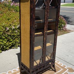 Vintage Bamboo Display Cabinet or Bookshelves 