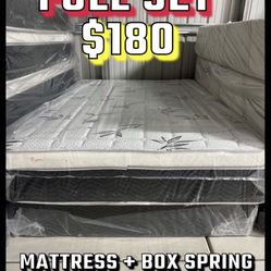 Full Size Pillow Top Mattress With Box Spring 
