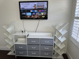 Toshiba TV 50 Inches With 2 Books Shelves & Stand With Drawers 