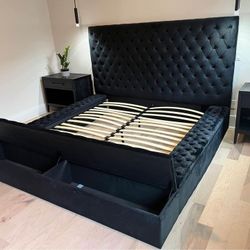 Brand New Upholstered Platform King And Queen Size Storage Bed Frame 