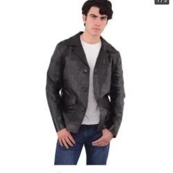 Leather Button Coat