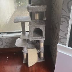Multi-Level Cat Tree Condo with Scratching Posts, Ramp & Perch
