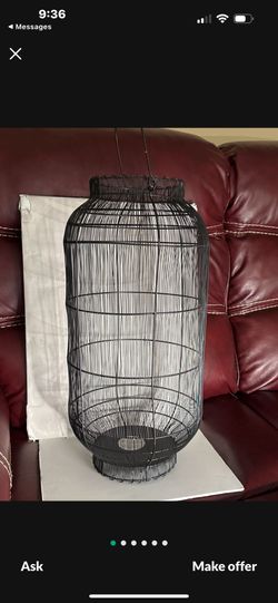 Black Metal Hanging Lantern (W10in X H-20in)