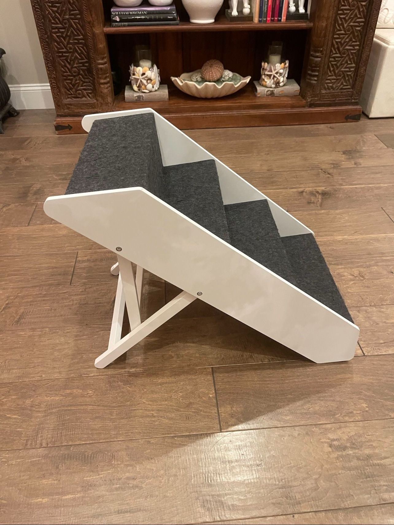 Arf Pets Wooden Pet Dog Cat Stairs, Wood Pet Steps for Small, Medium, & Large Dogs (or Cats) - White, Foldable/Collapsible