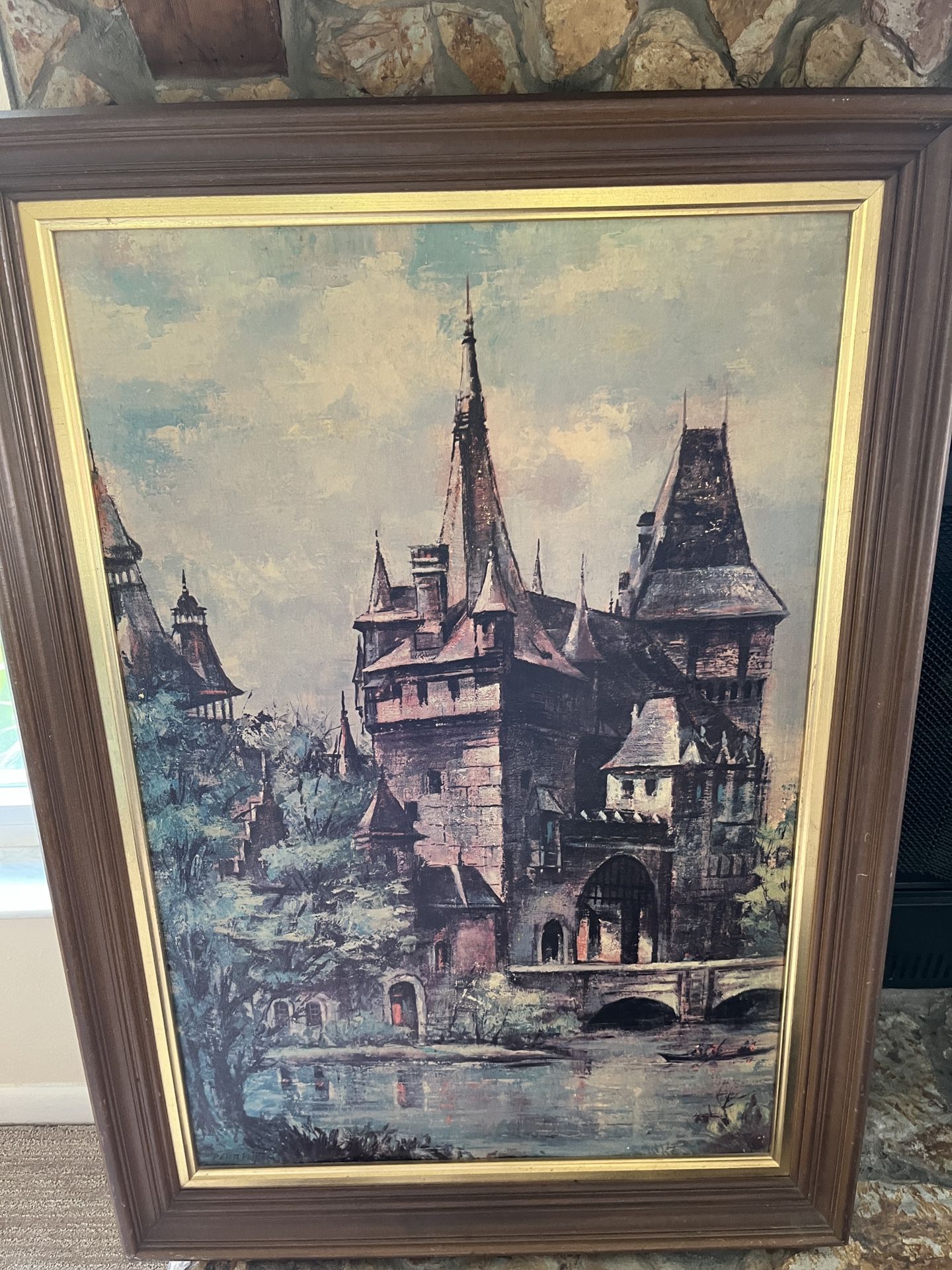 Framed Castle Print Signed Peter Piper