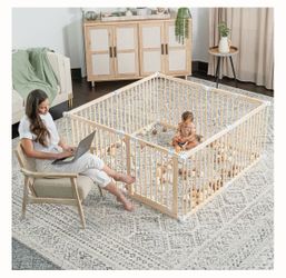 Comfy Cubs Natural Wood Playpen for Toddler and Babies