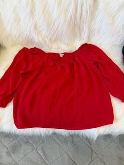 J crew Red Off-Shoulder Long Sleeve Blouse