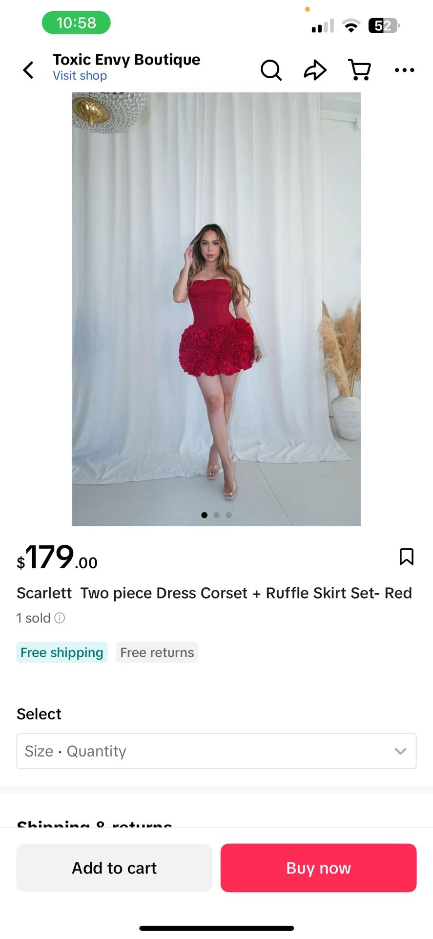 Red Rose Corset Two Piece Dress