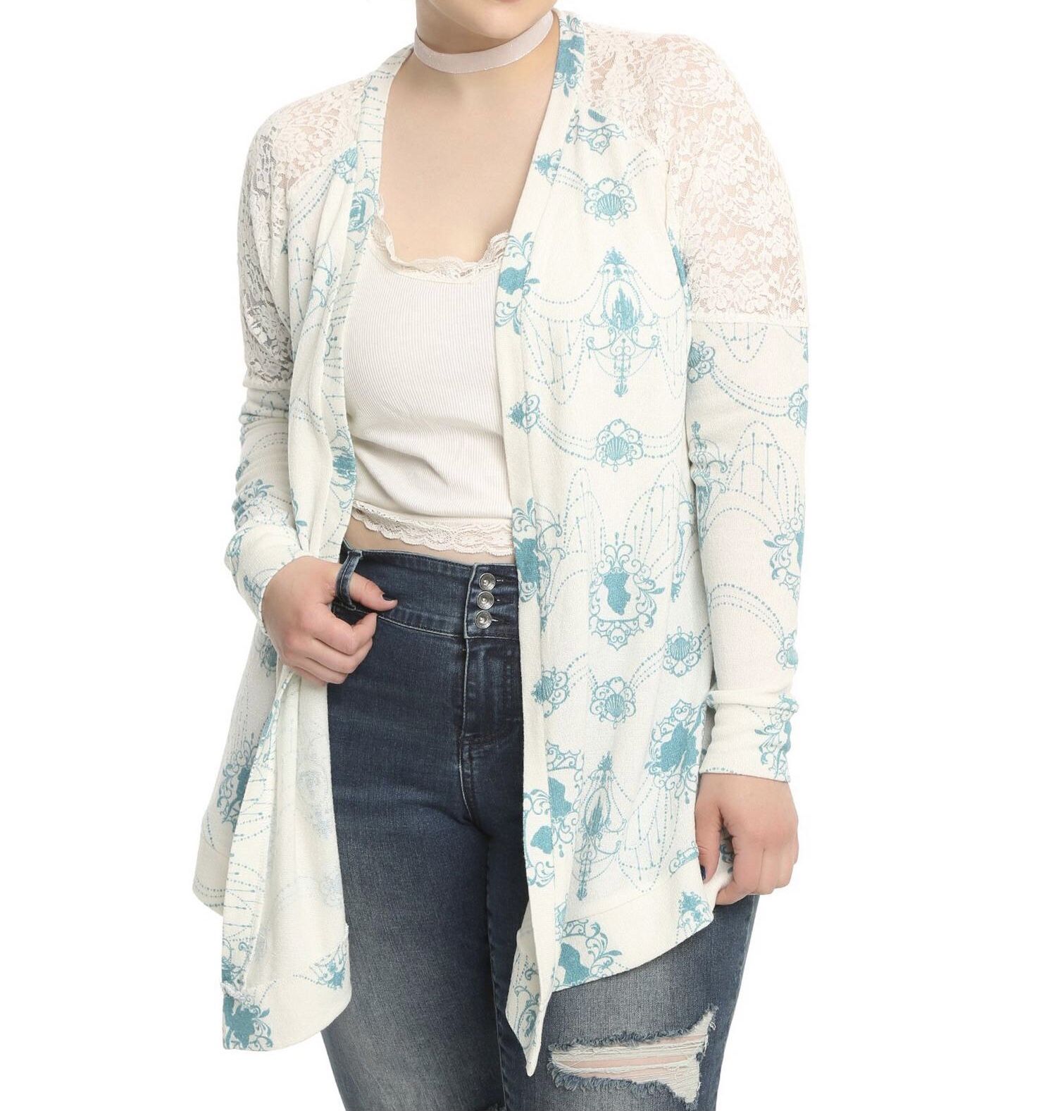 Torrid x Disney Collab - The Little Mermaid Lace Back Flyaway Cardigan - Size 3x