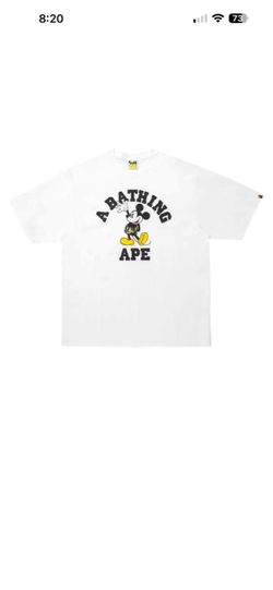 Bape x Disney Micky Mouse College Relaxed Fit Tee White XL