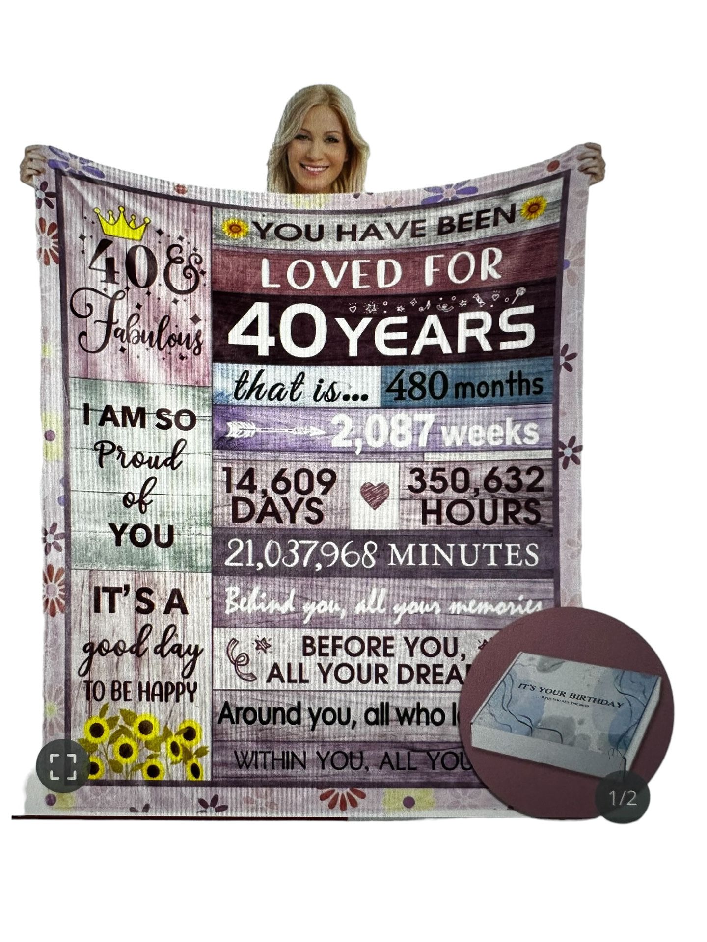 Happy 40th Birthday Gift Throw Blanket 50x60