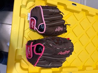 Rawlings Youth Baseball Gloves Brown Pink Pair