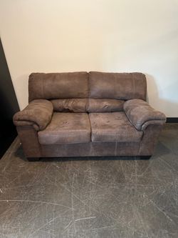 Plush Brown Microfiber Loveseat