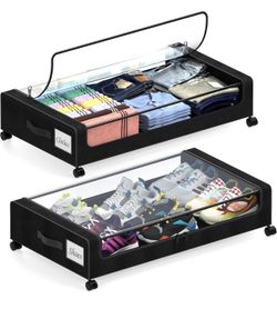Under Bed Storage with Wheels, 2 Pack Under Bed Storage (N78)