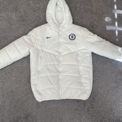 White Soccer Puffer Jacket 