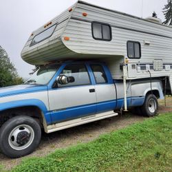 1992 Truck With  With A 1994 Camper. 4x4 Dully. 